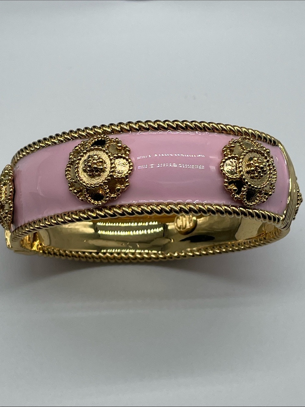 Capucine De Wulf 18K Gold Plated Pink Enamel Hinged Bangle